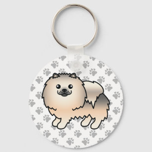 Cream Sable Pomeranian Süßer Cartoon-Hund & Pfoten Schlüsselanhänger