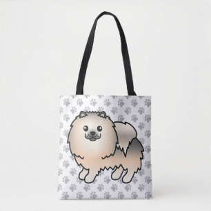 Cream Sable Pomeranian Süßer Cartoon-Hund & Pfoten Tasche