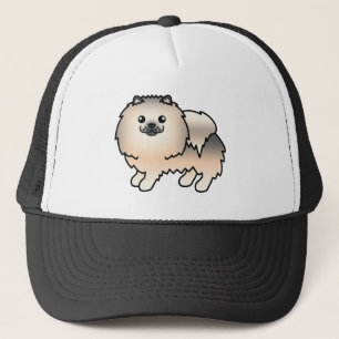 Cream Sable Pomeranian Süßer Cartoon-Hund Truckerkappe