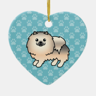 Cream Sable Spitz Dog Cartoon Zeichnend Keramikornament