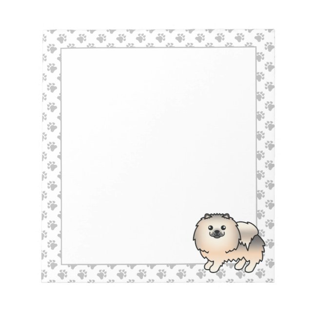 Cream Sable Spitz Niedlich Cartoon Dog Notizblock (Vorderseite)