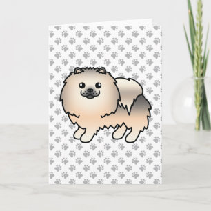 Cream Sable Spitz Niedlich Cartoon Dog & Paws Karte