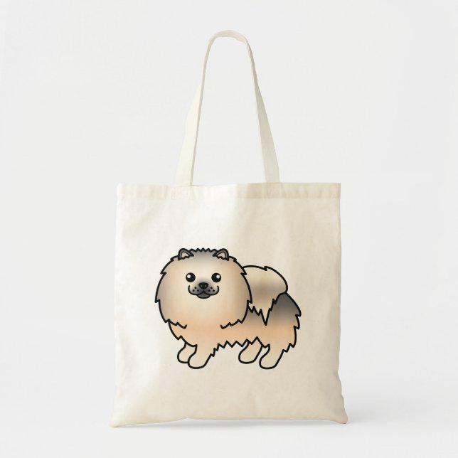Cream Sable Spitz Niedlich Cartoon Dog Tragetasche (Vorne)