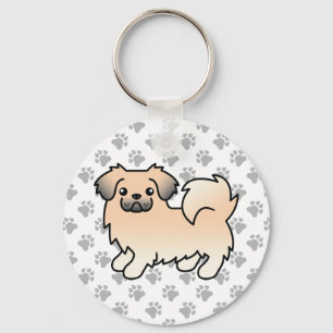 Cream Sable Tibetanischer Spaniel Süßer Cartoon-Hu Schlüsselanhänger