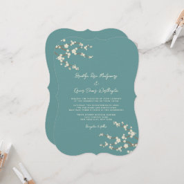Cream Sakura Kirschblüten Aquamarine Hochzeit Asie Einladung
