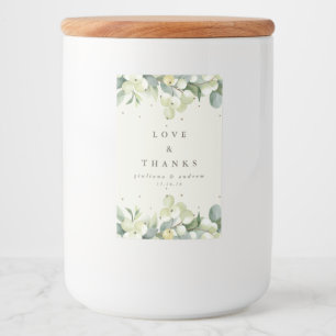 Cream Schneeberry + Eukalyptus Winterhochzeit Lebensmitteletikett