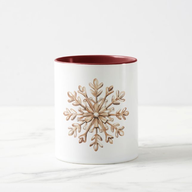 Cream Schneeflocken Weihnachten  Tasse (Zentrum)