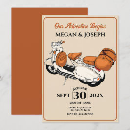 Cream Scooter Wedding Einladung