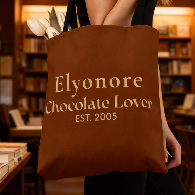 Cream Script Name Established Chocolate Liebhaber Tasche (Von Creator hochgeladen)