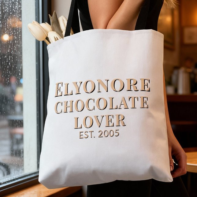 Cream Script Name Established Chocolate Lover Tasche (Von Creator hochgeladen)
