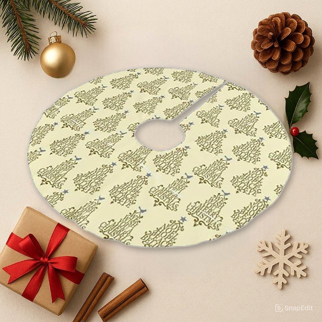 Cream Scripting Tree Pattern Urlaub Polyester Weihnachtsbaumdecke (Von Creator hochgeladen)