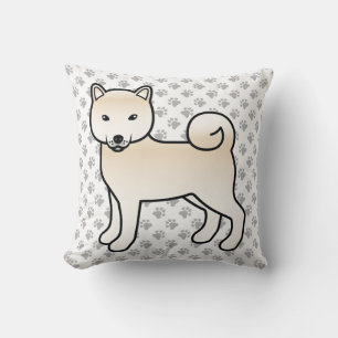 Cream Shiba Inu Cartoon-Hund & Pfoten Kissen