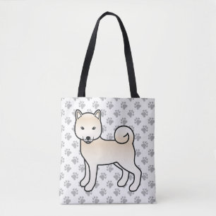 Cream Shiba Inu Niedlich Cartoon Dog & Paws Tasche