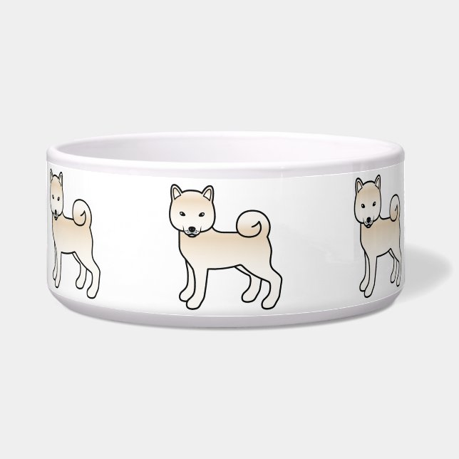 Cream Shiba Inu Niedlicher Cartoon Dog Napf (Vorderseite)