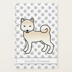 Cream Shiba Inu Niedlicher Hund und Paare & Text Planer