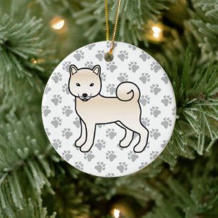 Cream Shiba Inu süße Cartoon-Hund-Illustration Keramik Ornament