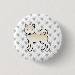 Cream Shiba Inu Süßer Cartoon-Hund & Pfoten Button