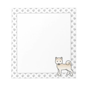 Cream Shiba Inu Süßer Cartoon-Hund & Pfoten Notizblock
