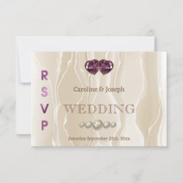 Cream Silk Chic Violet Heart Jewelier UAWG RSVP Karte