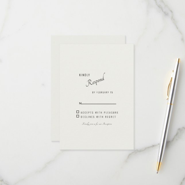 Cream Simple Modern Wedding RSVP Karte (Vorderseite/Rückseite Beispiel)