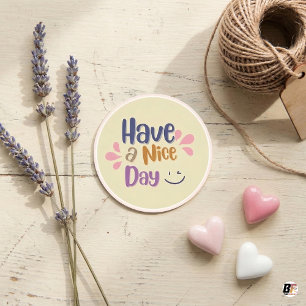 Cream Simple Vintage "Have A Nice Day" -> Cream Si Runder Aufkleber