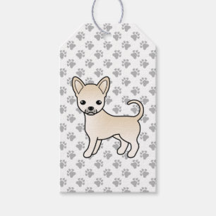 Cream Smooth Coat Chihuahua Cartoon Hund & Pfoten Geschenkanhänger