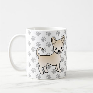 Cream Smooth Coat Chihuahua Cartoon Hund & Pfoten Kaffeetasse
