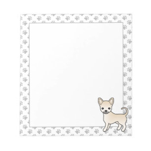Cream Smooth Coat Chihuahua Cartoon Hund & Pfoten Notizblock