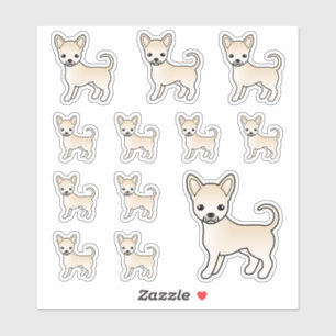 Cream Smooth Coat Chihuahua Süße Cartoon Hunde Aufkleber