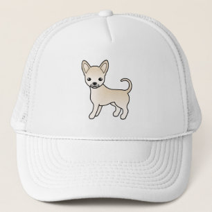 Cream Smooth Coat Chihuahua Süßer Cartoon-Hund Truckerkappe