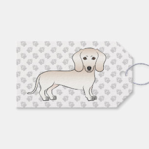 Cream Smooth Coat Dachshund Cartoon Hund Mit Pfote Geschenkanhänger