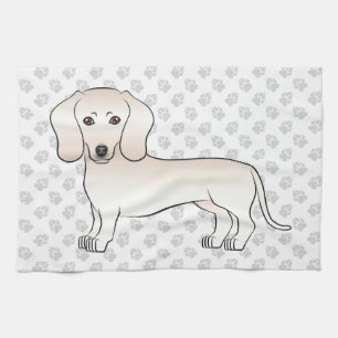 Cream Smooth Coat Dachshund Cartoon Hund Mit Pfote Geschirrtuch