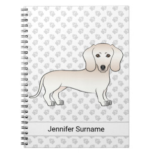 Cream Smooth Coat Dachshund Cartoon Hund Mit Text Notizblock