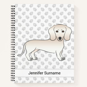 Cream Smooth Coat Dachshund Cartoon Hund Mit Text Notizbuch