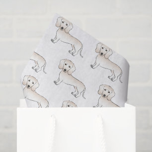 Cream Smooth Coat Dachshund Cartoon Hund Muster Seidenpapier