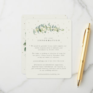Cream Snowberry + Eucalyptus-Stamm Hochzeitsdetail Begleitkarte