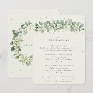 Cream Snowberry+Eucalyptus Wedding Probe Begleitkarte