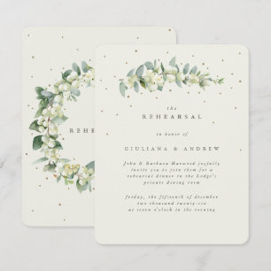 Cream Snowberry+Eucalyptus Wedding Probe Begleitkarte