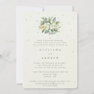 Cream Snowberry+Eucalyptus Wedding Probe Einladung