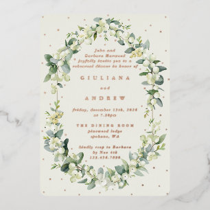 Cream Snowberry+Eucalyptus Wedding Probe Folieneinladung