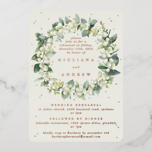 Cream Snowberry+Eucalyptus Wedding Probe Folieneinladung