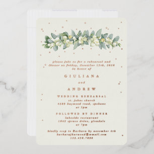 Cream Snowberry+Eucalyptus Wedding Probe Folieneinladung