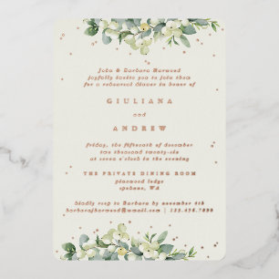 Cream Snowberry+Eucalyptus Wedding Probe Folieneinladung