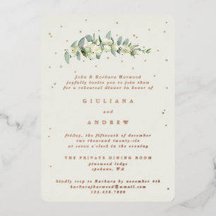 Cream Snowberry+Eucalyptus Wedding Probe Folieneinladung
