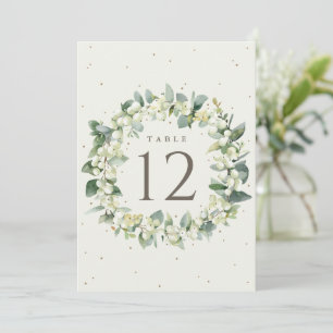 Cream Snowberry+Eucalyptus Wedding Tischnummer