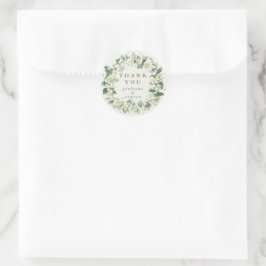 Cream Snowberry+Eucalyptus Wedding Vielen Dank Runder Aufkleber