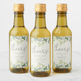 Cream Snowberry+Eucalyptus Winter Wedding Mini Weinetikett
