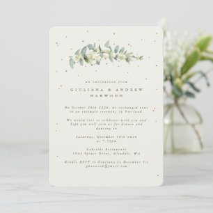 Cream Snowberry+Eukalyptus Hochzeitempfang Einladung