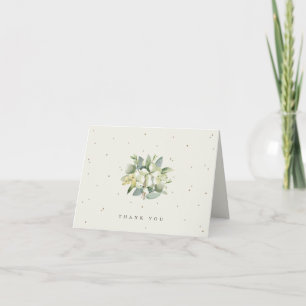 Cream Snowberry+Eukalyptus Wedding Note Dankeskarte