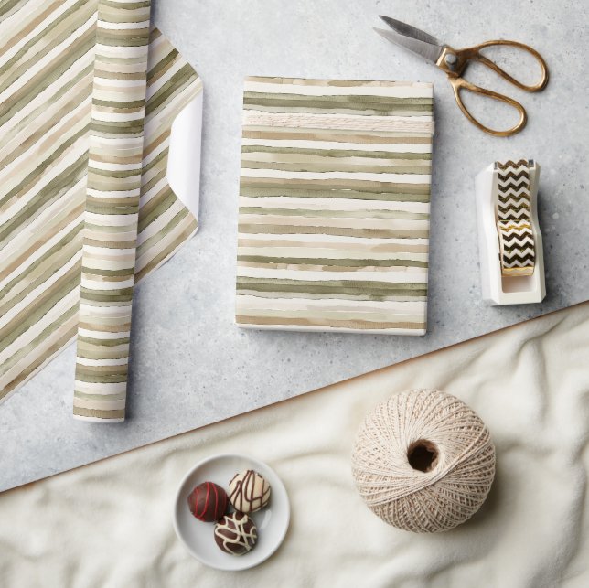 Cream Streifen Geburtstag Geschenkpapier (Kunsthandwerk)